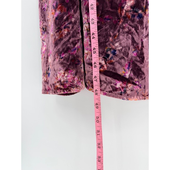 Rebecca Taylor Silk Blend Floral Velvet Midi Dress Purple Puff Sleeve Size 6 - Picture 10 of 11
